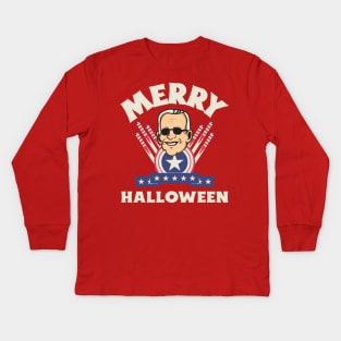 Merry Halloween - Joe Biden Funny Confused Happy 4th of July Kids Long Sleeve T-Shirt